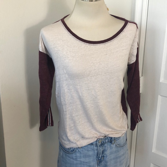 J. Crew Tops - Jcrew Linen baseball sleeves shirt top